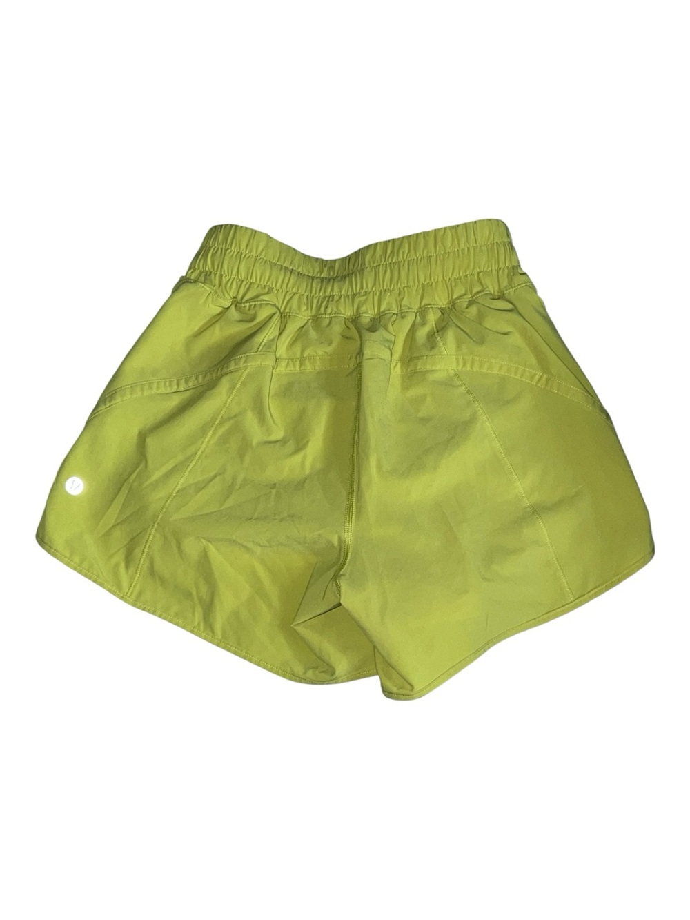 Lululemon Track That High Rise Lined Shorts 5” in a yellow green color size 4 - Picture 7 of 7